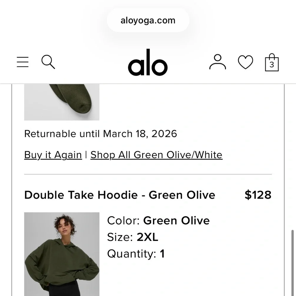 ALO Yoga Women’s Plus Size Double Take Hoodie - Green Olive - Size 2X